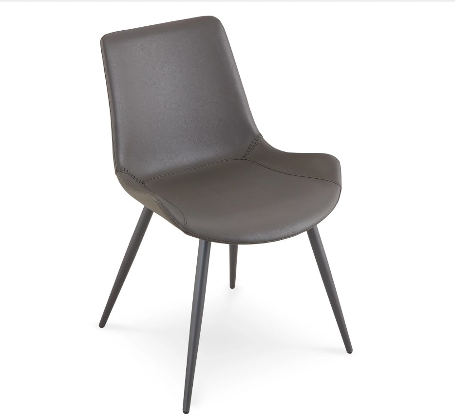 Tiago Upholstered Dining Chair in Gray Synthetic Leather and Black